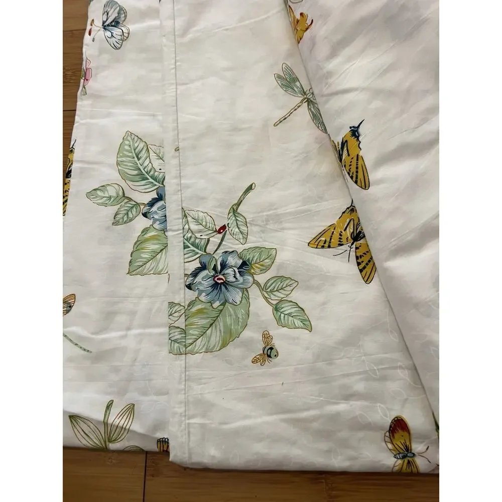 Butterfly Meadow Full Duvet Cover Natural Botanical 100% Cotton Floral Garden